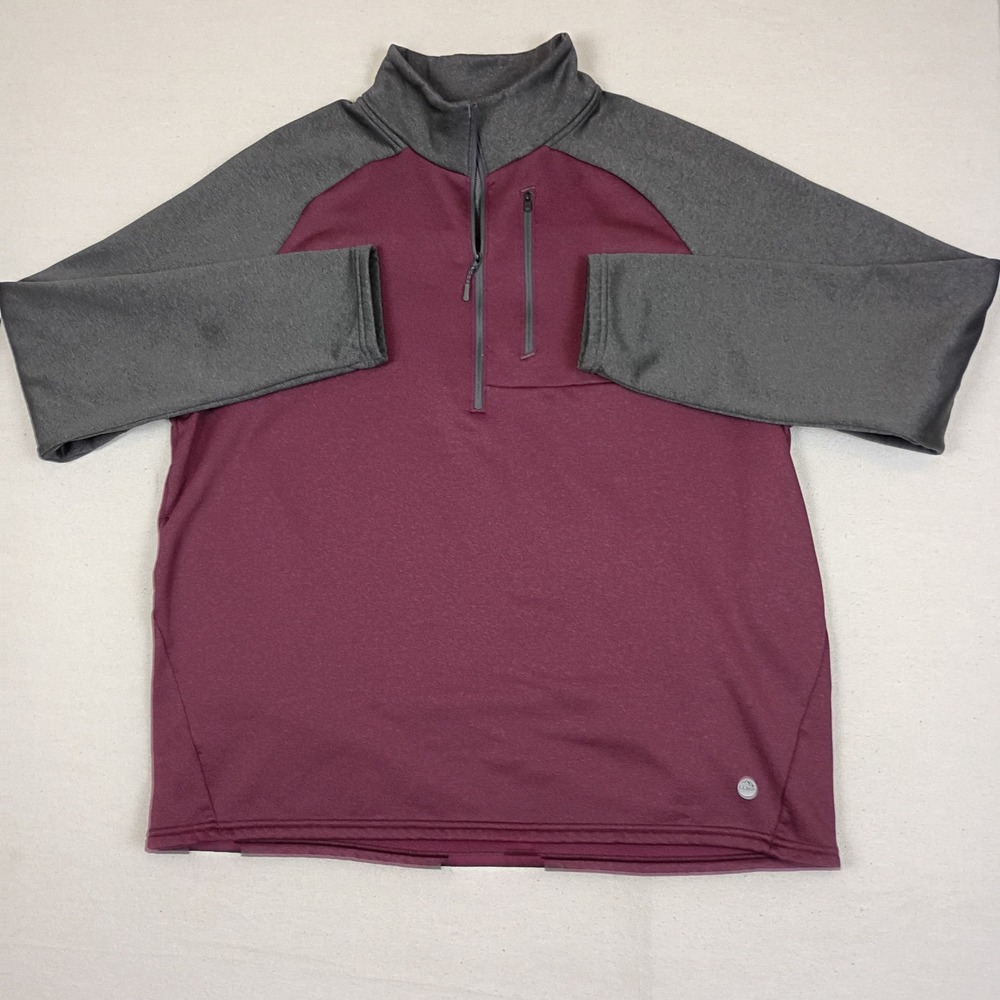 LL Bean Mens XXL Tall Quarter Zip Pullover Burgundy Gray Colorblock Stretch